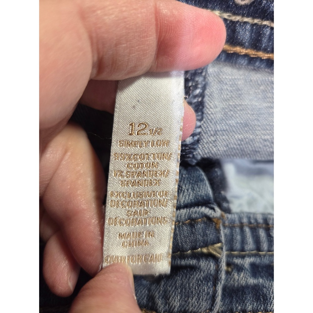 Justice Jeans‎ Girls Denim Shorts Size 12 12 5 Blue Heart Detail - Picture 6 of 7